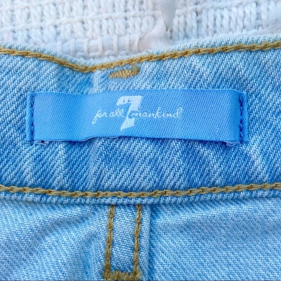 7 For All Mankind plus size frayed denim jean mini skirt w/ fringe NWT Sz 32 - Picture 15 of 16